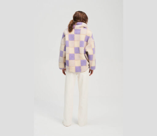 Alwero - Sweater BEL, Oversize, LILA CHECKERED, Biowolle, LIMITED EDITION - Image 4