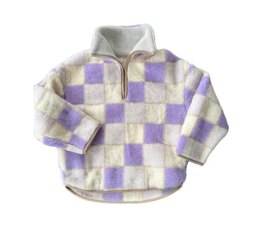 Alwero - Sweater BEL, Oversize, LILA CHECKERED, Biowolle, LIMITED EDITION - Image 2