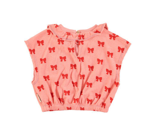 PiuPiuChick - T-Shirt "SCHLEIFEN", ärmellos mit Kragen, pink, Biobaumwolle - Image 2