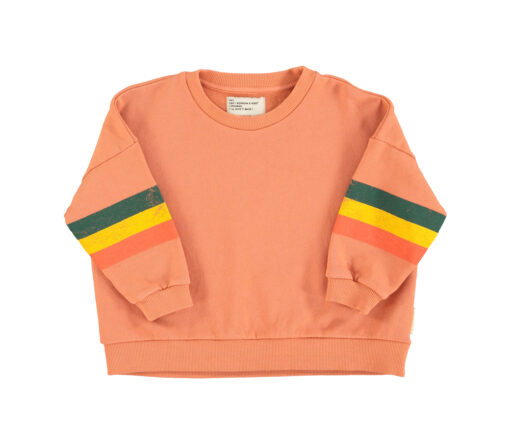 PiuPiuChick - Sweatshirt "STRIPES", Peach, Biobaumwolle