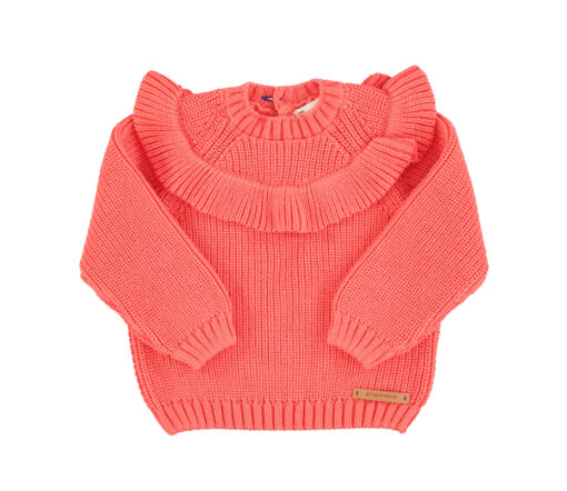 PiuPiuChick - Strickpullover mit Rüschen, Pink, Biobaumwolle