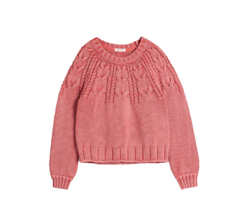 White Stuff - Pullover Zopfmuster "MIA", Biobaumwolle, Coral Pink