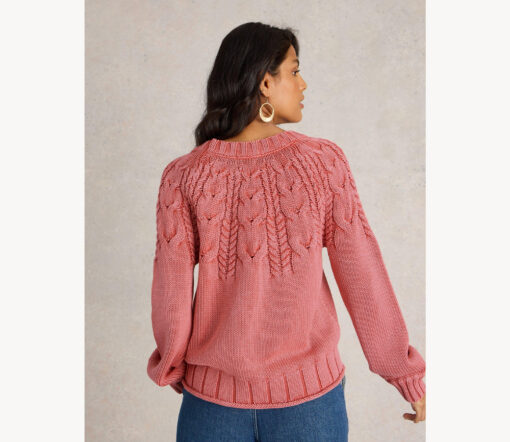 White Stuff - Pullover Zopfmuster "MIA", Biobaumwolle, Coral Pink - Image 6