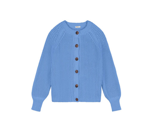 YUKI - Strickjacke Chunky Knit Women, CORNFLOWER, Bio Baumwolle