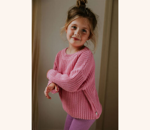 YUKI - Knitted Sweater, BUBBLE GUM PINK, Bio Baumwolle - Image 3