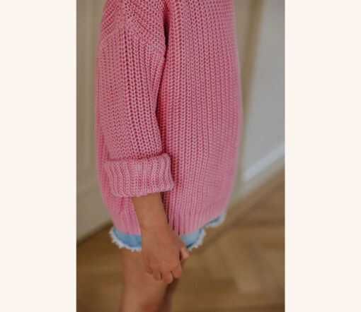 YUKI - Knitted Sweater, BUBBLE GUM PINK, Bio Baumwolle - Image 4