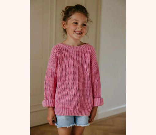 YUKI - Knitted Sweater, BUBBLE GUM PINK, Bio Baumwolle - Image 2