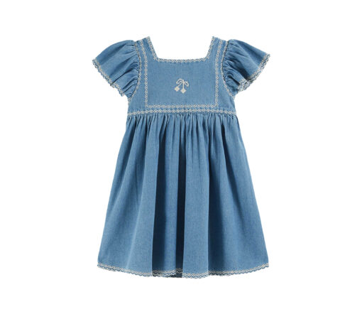 EMILE & IDA - Kleid, 'BRODE', light denim, Baumwolle