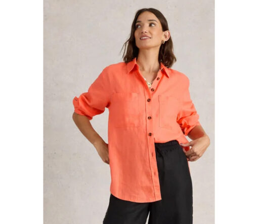 White Stuff - Bluse ''LYDIA", brt orange, Leinen – Bild 3