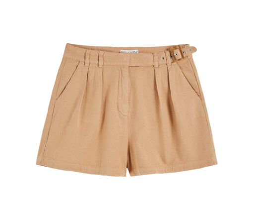 EMILE & IDA - Shorts 'CEINTURE' , sesame, Leinenmischung