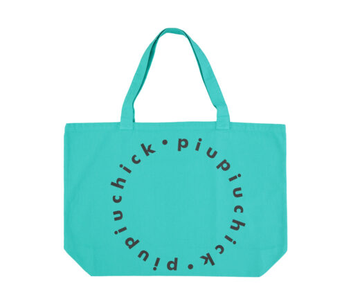 PiuPiuChick - Tragetasche, groß, "XL LOGO", Canvas, Turquoise