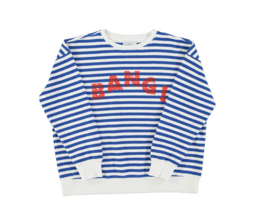 Sisters Department - Sweatshirt, "BANG", gestreift Blue/Ecru, Biobaumwolle